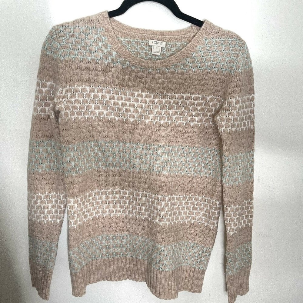 J.Crew Sweater Womens Size XS Tan Blue Long Sleeve